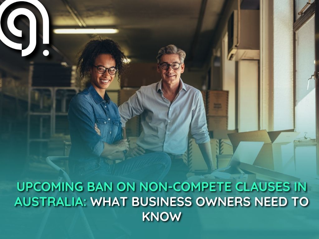 Two smiling business owners in a warehouse setting, representing Australian businesses preparing for the non-compete clause ban.